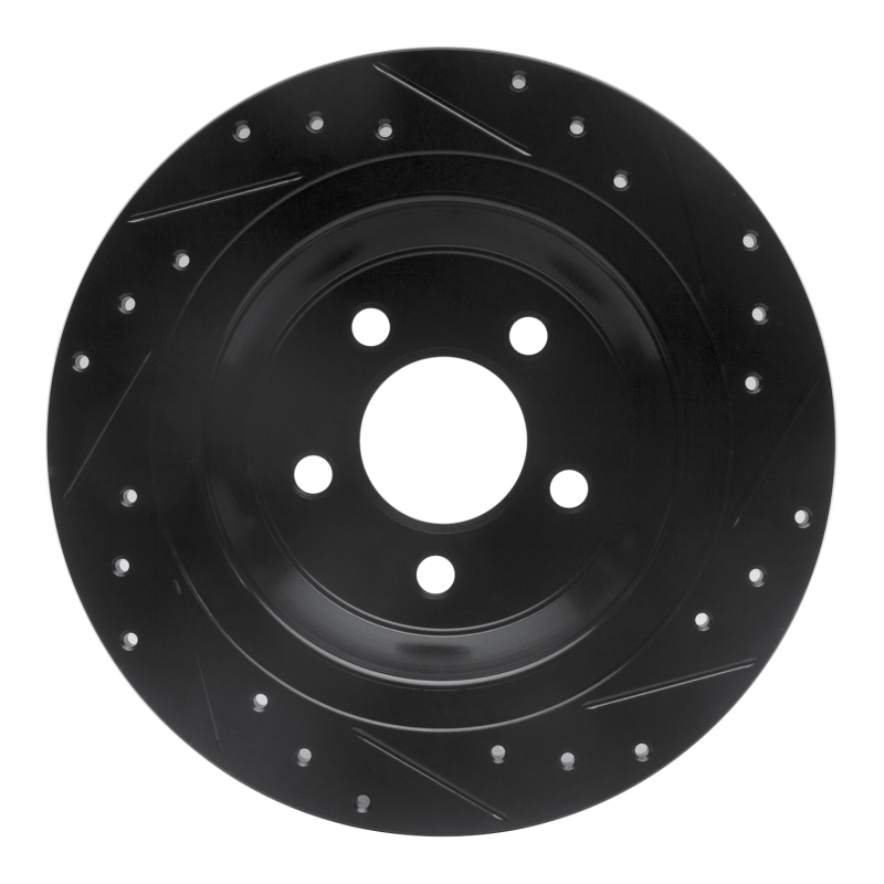 Ford Mustang Brake Rotor (1) - Rear Left - R1 Concepts - Drilled & Slotted - Black - `15-`23